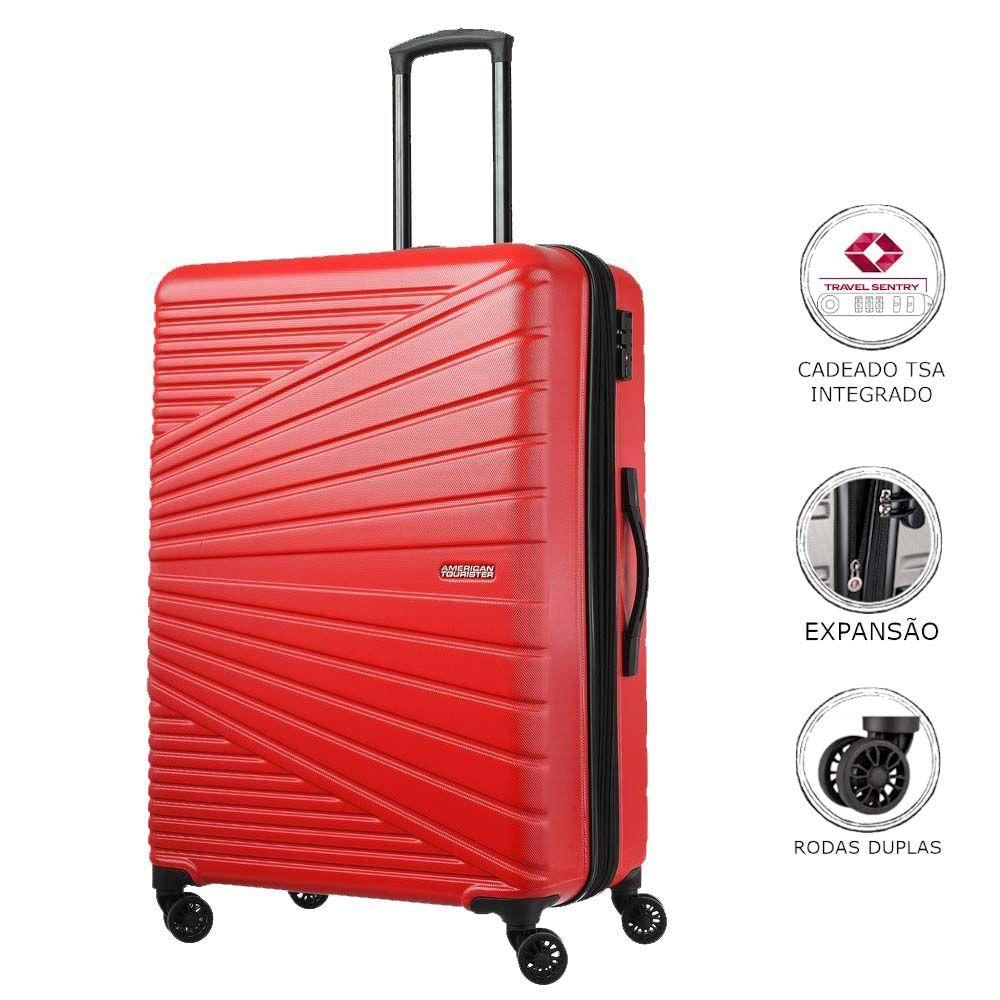 Mala De Viagem Grande Exp Abs American Tourister By Samsonite Recife Tsa Rodas Duplas 360 Vermelho G