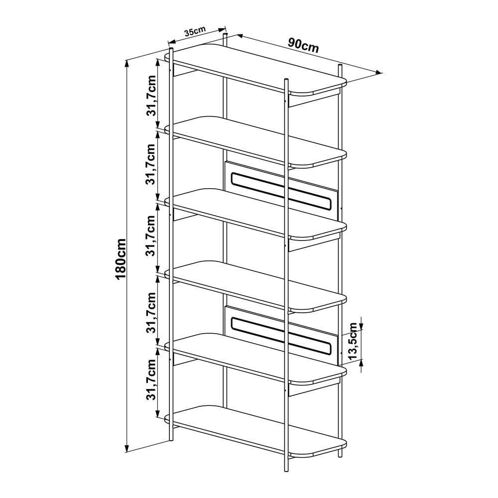 Estante 180 Cm 6 Prateleiras Palhinha Pé Metal Oslo Artesano | Hanover-dourado
