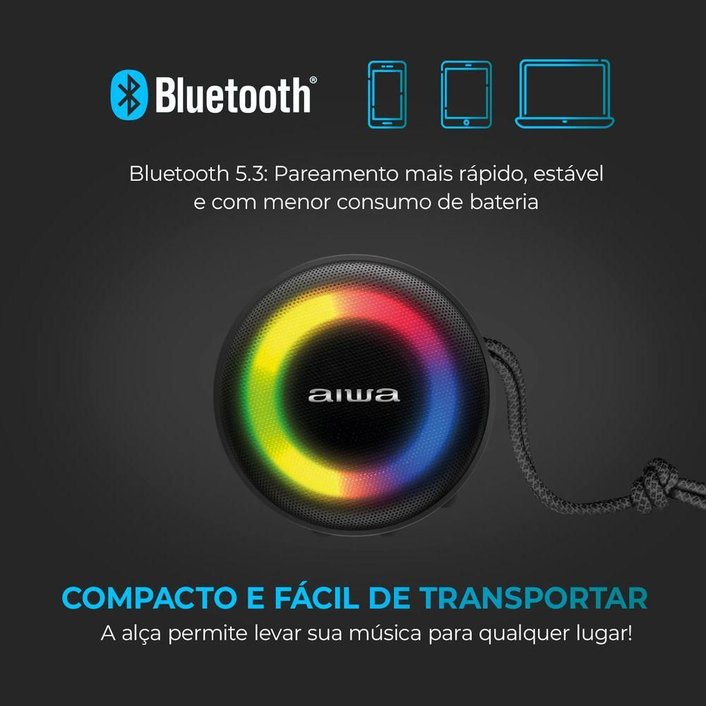 Caixa De Som Speaker Aiwa Bluetooth Luzes Bivolt