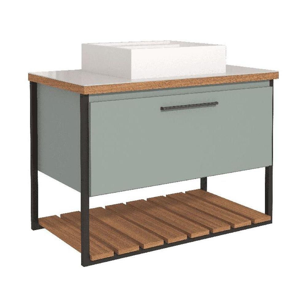 Gabinete De Banheiro Vitta Com Cuba 80cm Pistache Mgm