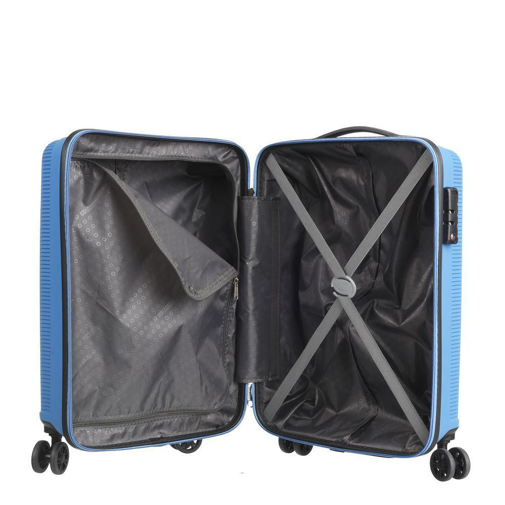 Mala De Bordo Pequena Viagem Polipropileno American Tourister Camboriu Cadeado Tsa Rodas 360º Azul P