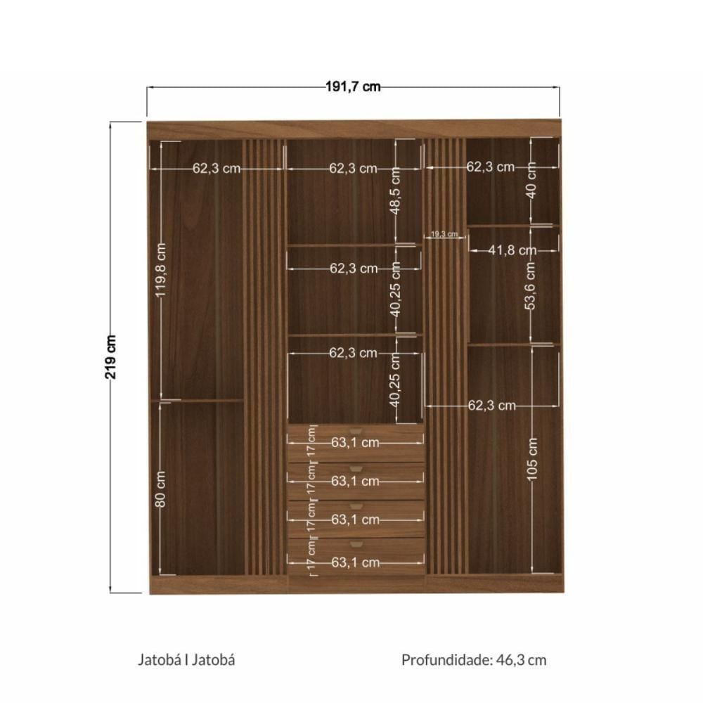 Kit Guarda Roupa E Cômoda Sheldon Jatoba