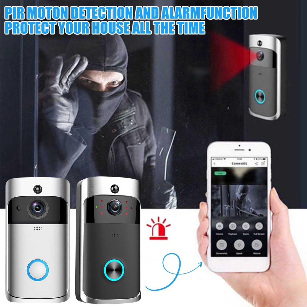 Campainha Wi-Fi Inteligente à Prova D'Água com Vídeo 720P