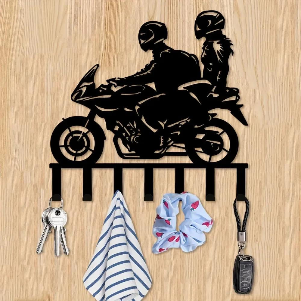 1 peça Suporte de Chaves de Metal para Motocicleta - Ganchos Decorativos para Parede preto