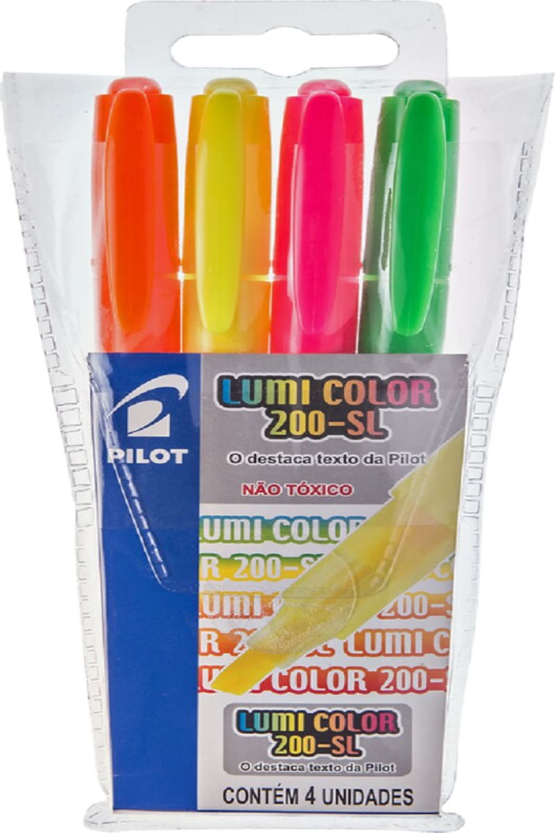 MARCA TEXTO LUMI COLOR NEON 4 CORES - PILOT