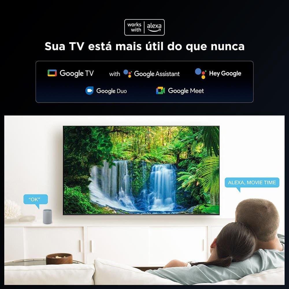 Smart TV 85 QLED 4K TCL 85C655 com Processador AIPQ, Google TV, HDR10+, Wi-Fi Dual Band, Bluetooth Integrado, Google Assistente Preto / Bivolt