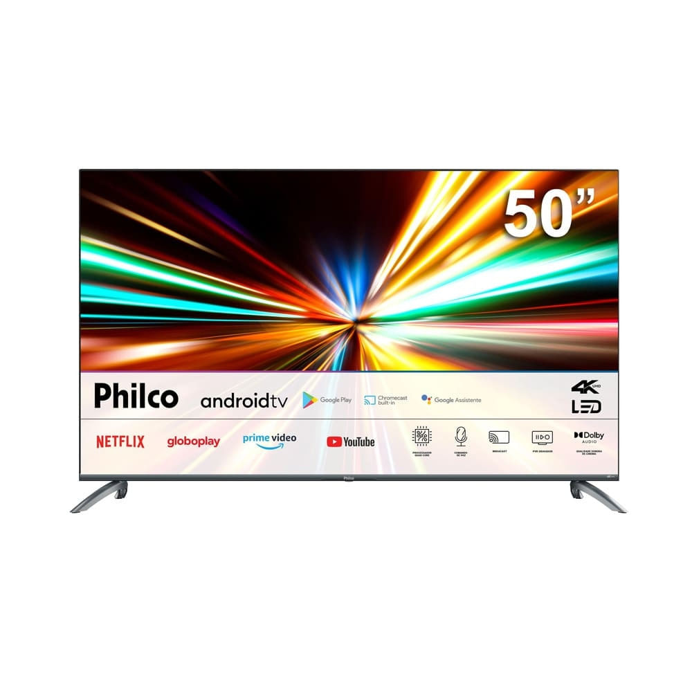 Smart TV 50 Philco Ultra HD 4K DLED PTV50G7EACGB com Sistema Operacional Google TV, Processador Quad Core, HDR e Dolby Audio