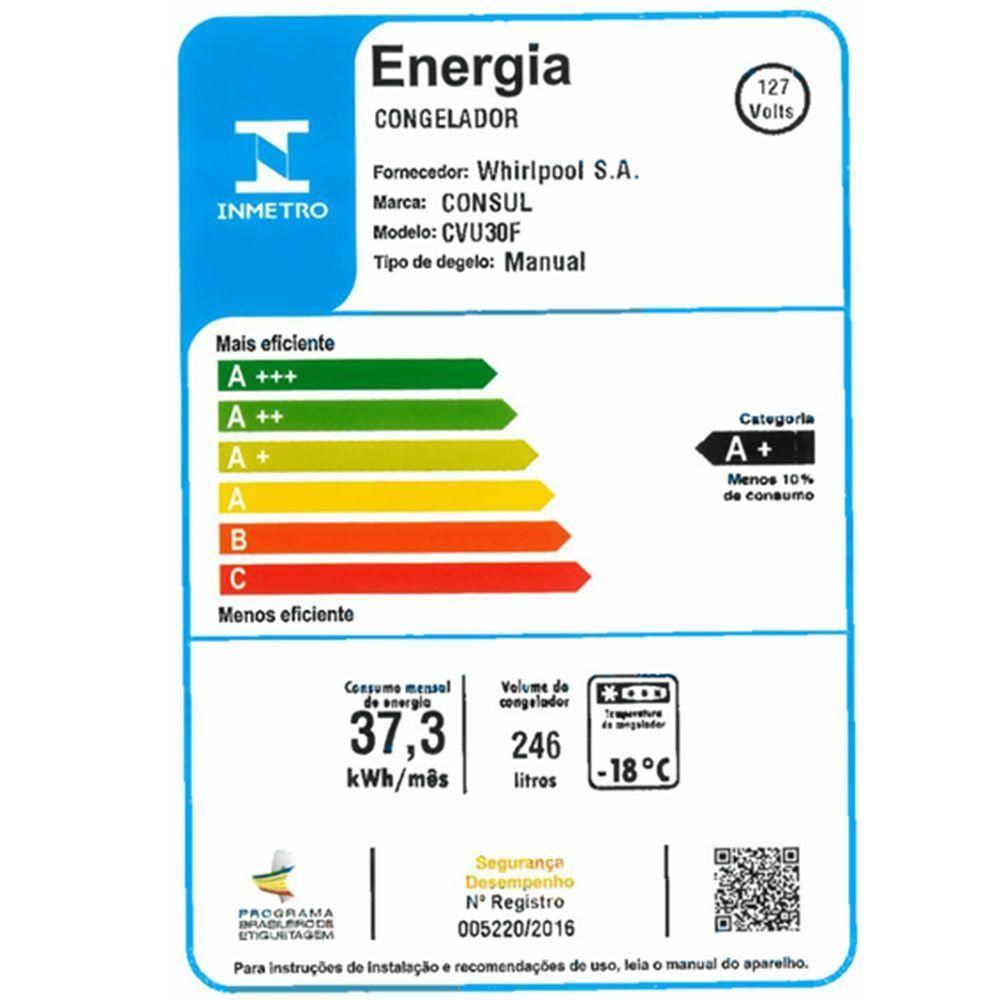 Freezer Consul CVU30 246L 1 Porta CVU30FBANA Vertical Branco 110V