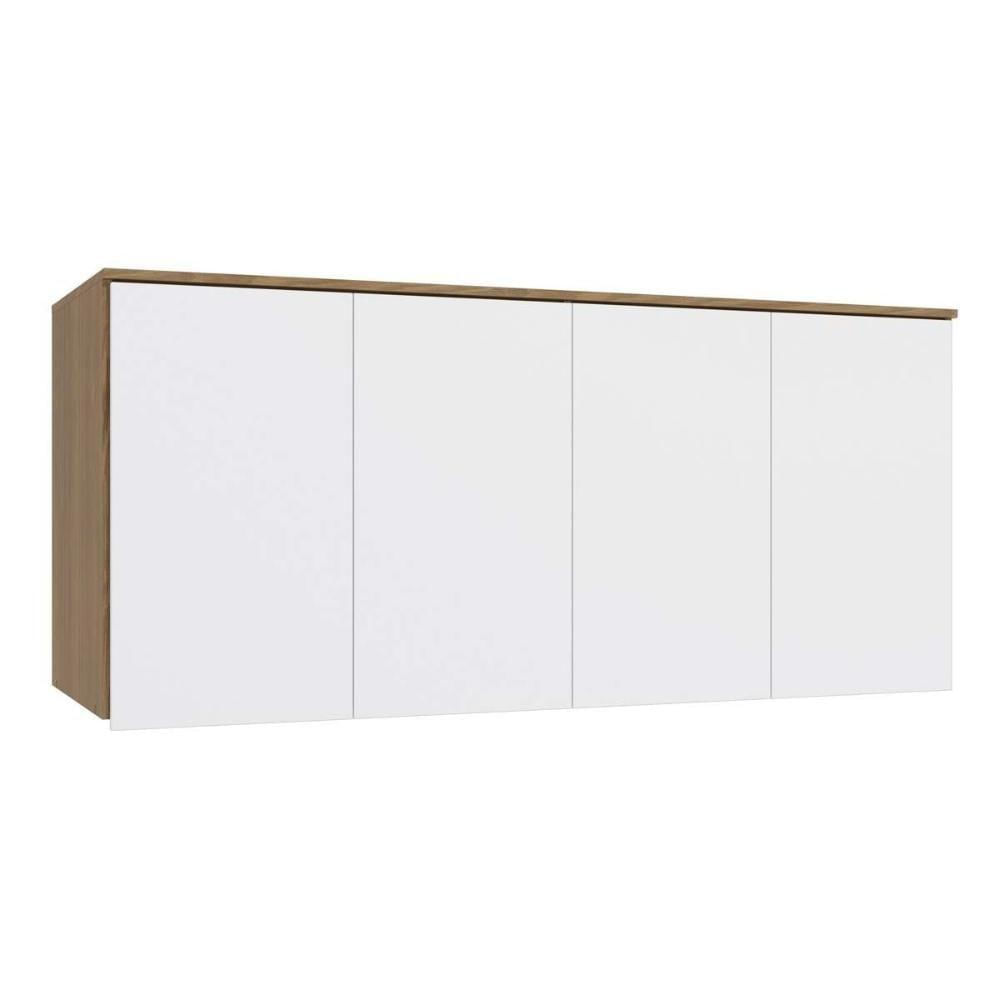 Armário Ponte Modulado Aéreo Casal N542 Adapt c/ 4 Portas Nogueira/Branco - Kappesberg