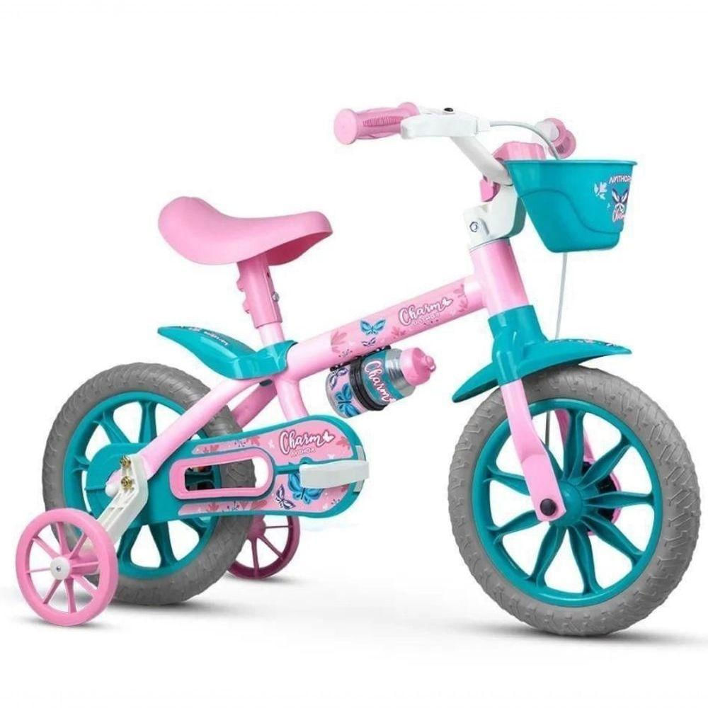 Bicicleta Infantil Aro 12 Com Rodinhas Menina Charm - Nathor