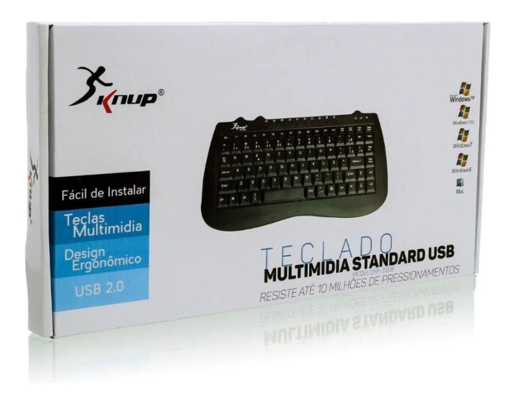 Mini Teclado Com Cabo Usb Para PC Notebook Multimidia Preto Abnt2