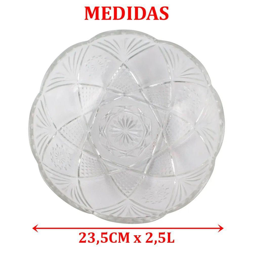 Kit 6 Saladeira Redonda Bowl Vidro Transparente 23,5cm 2,5l