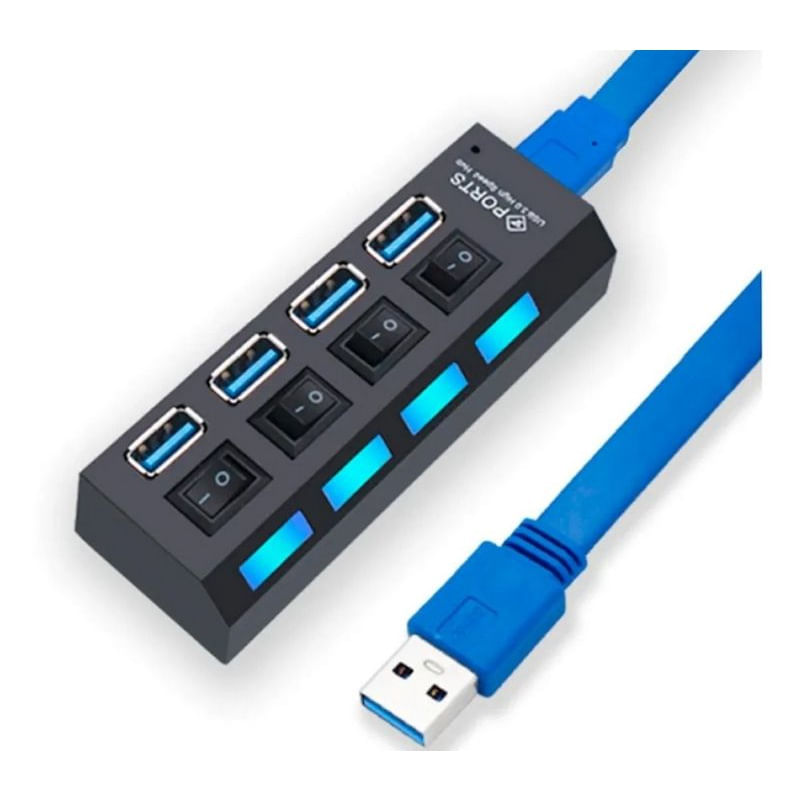 Hub Cabo Usb 3.0 Extensor 4 Portas High Speed Hd Pen Drive