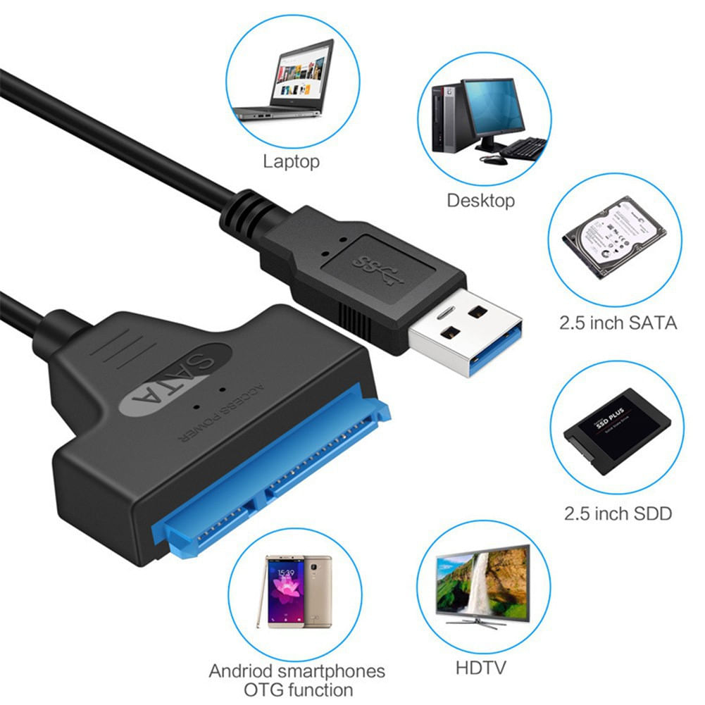 ADAPTADOR CABO SATA PARA USB 3.0 - HD 2.5 E SSD = SUPORTA HD SSD ATE 4 TB TERA