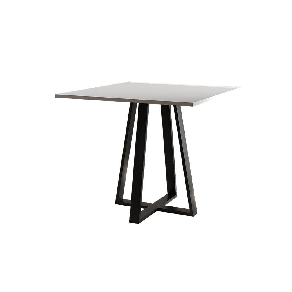 Mesa De Jantar Mônaco 90cm Branca Base Preta Branco