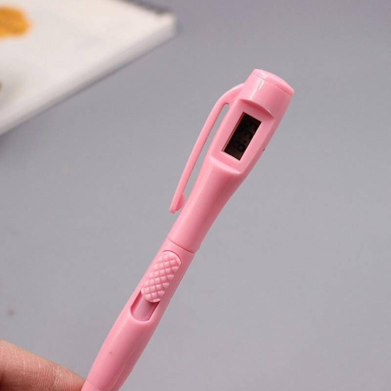 Caneta esferográfica eletrônica de relógio para escritório Kawaii 1 unidade / rosa