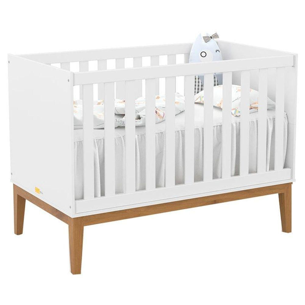 Berço Americano Unique E Guarda Roupa 4 Portas Nature Clean Branco Soft Eco Wood E Colchão Ortobom