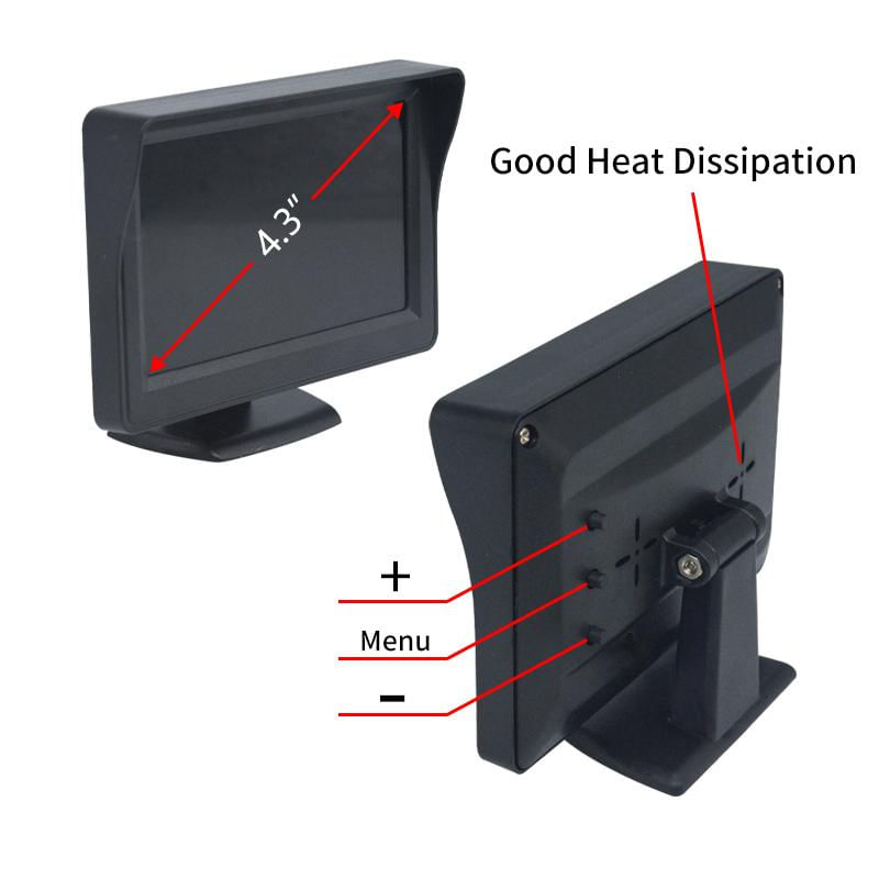 Monitor de Carro 4.3" Tela para Câmera de Ré TFT LCD HD 202