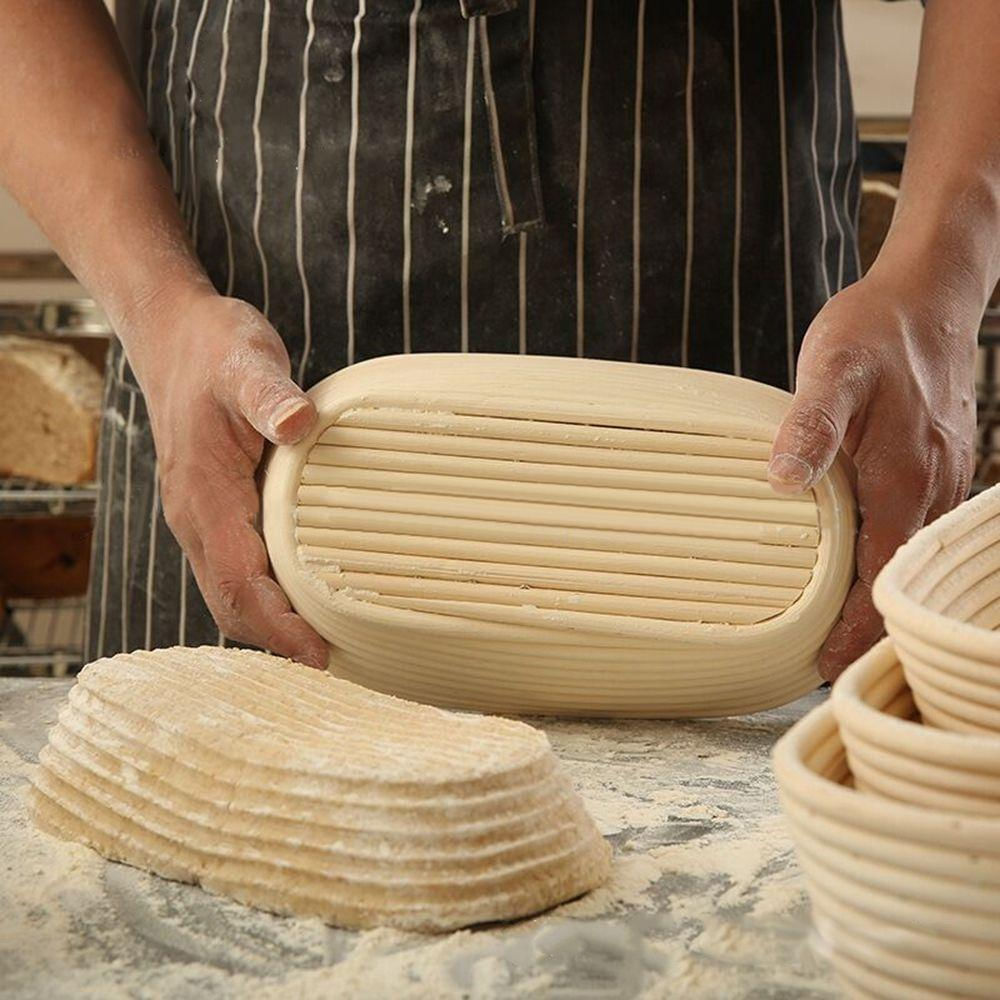 Cesta de Fermentação de Pão Artesanal de Rattan 25x15x8cm