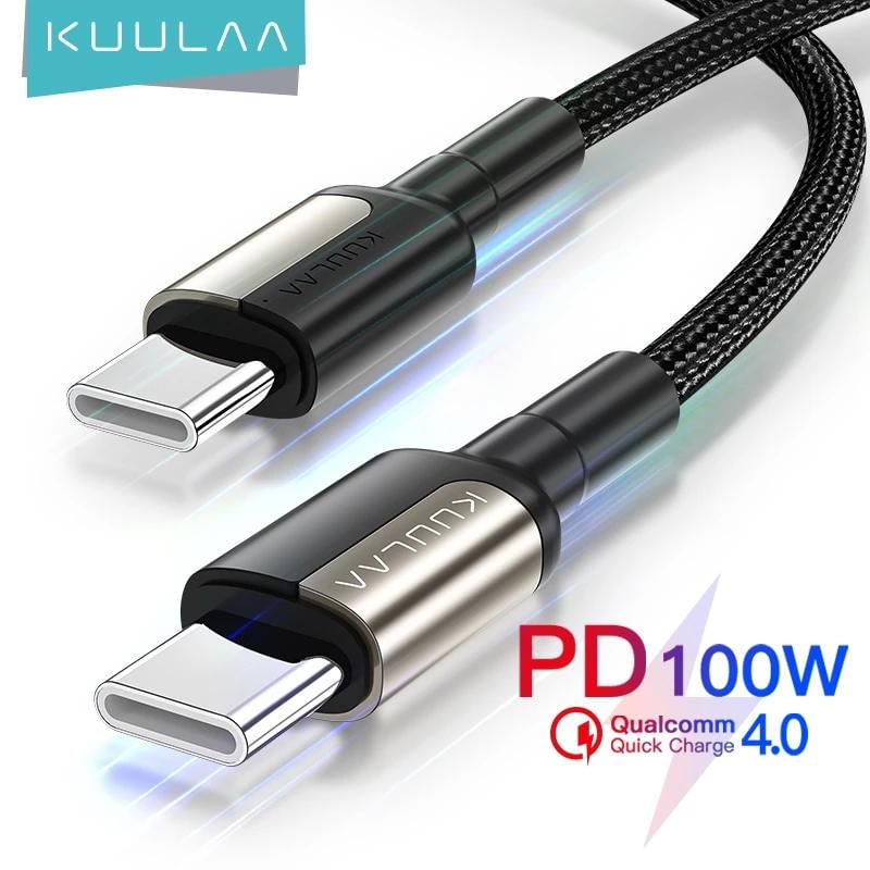 Cabo USB-C para USB-C KUULAA 100W com Carregamento Rápido