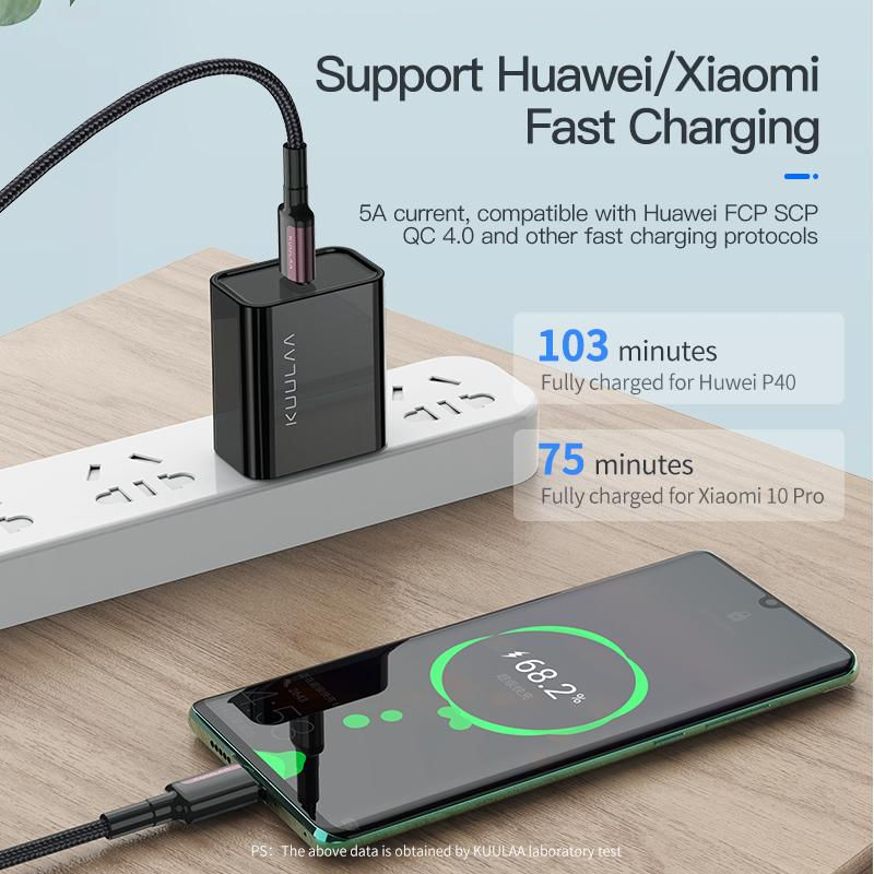 Cabo USB-C para USB-C KUULAA 100W com Carregamento Rápido PD 100W 3M / preto