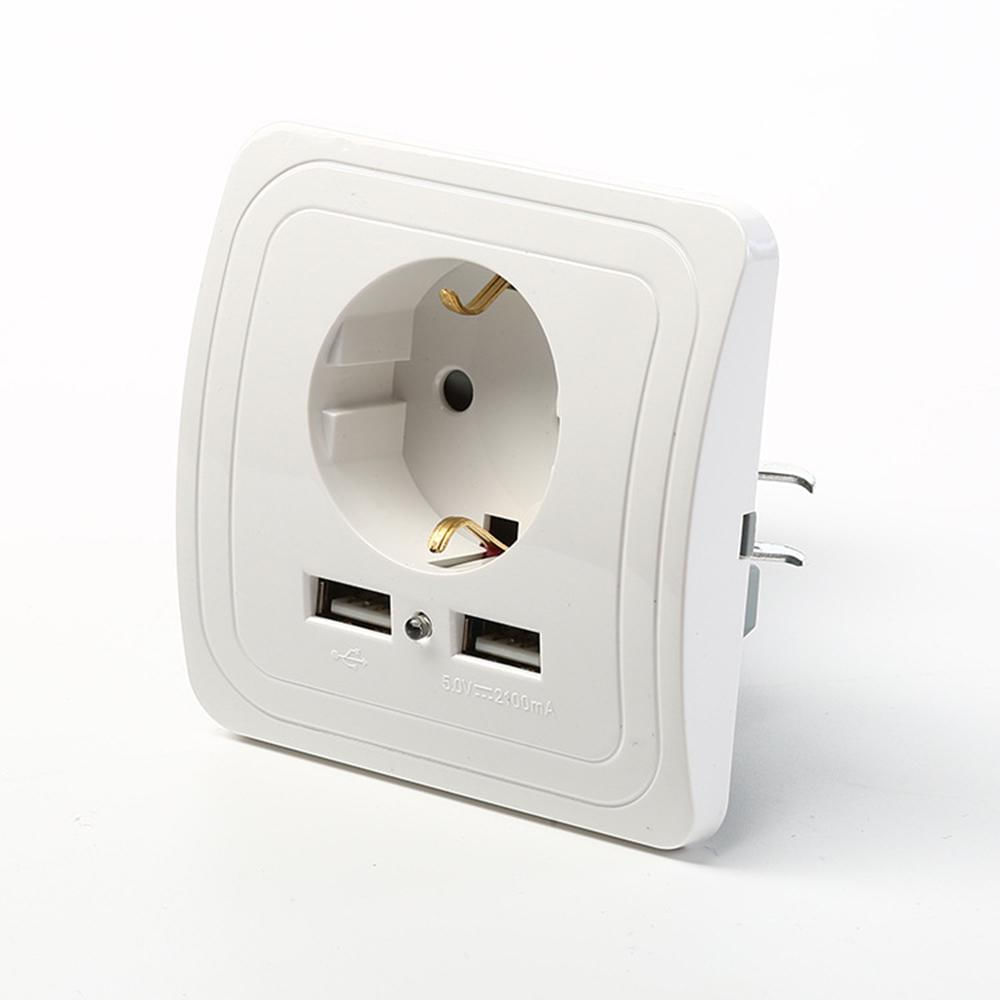 Adaptador de tomada com 2 portas USB e plugue EU