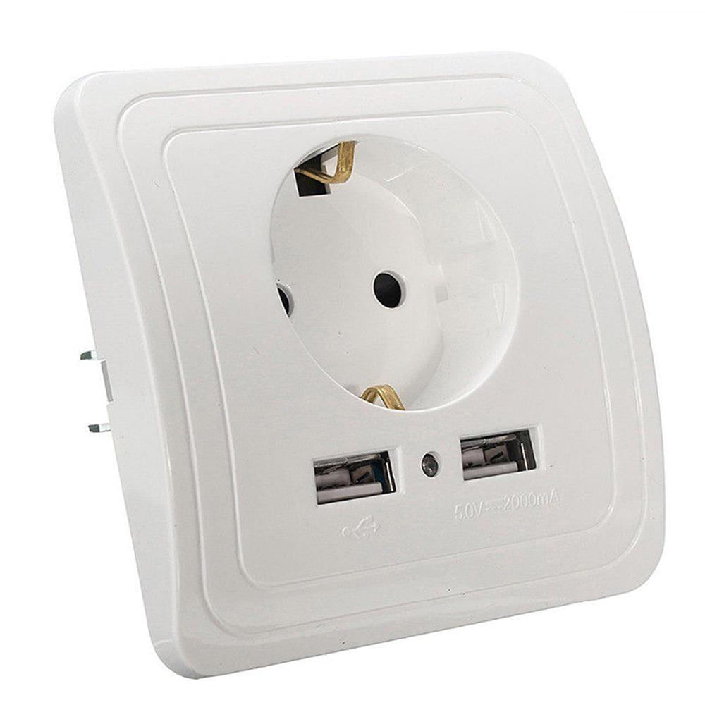 Adaptador de tomada com 2 portas USB e plugue EU