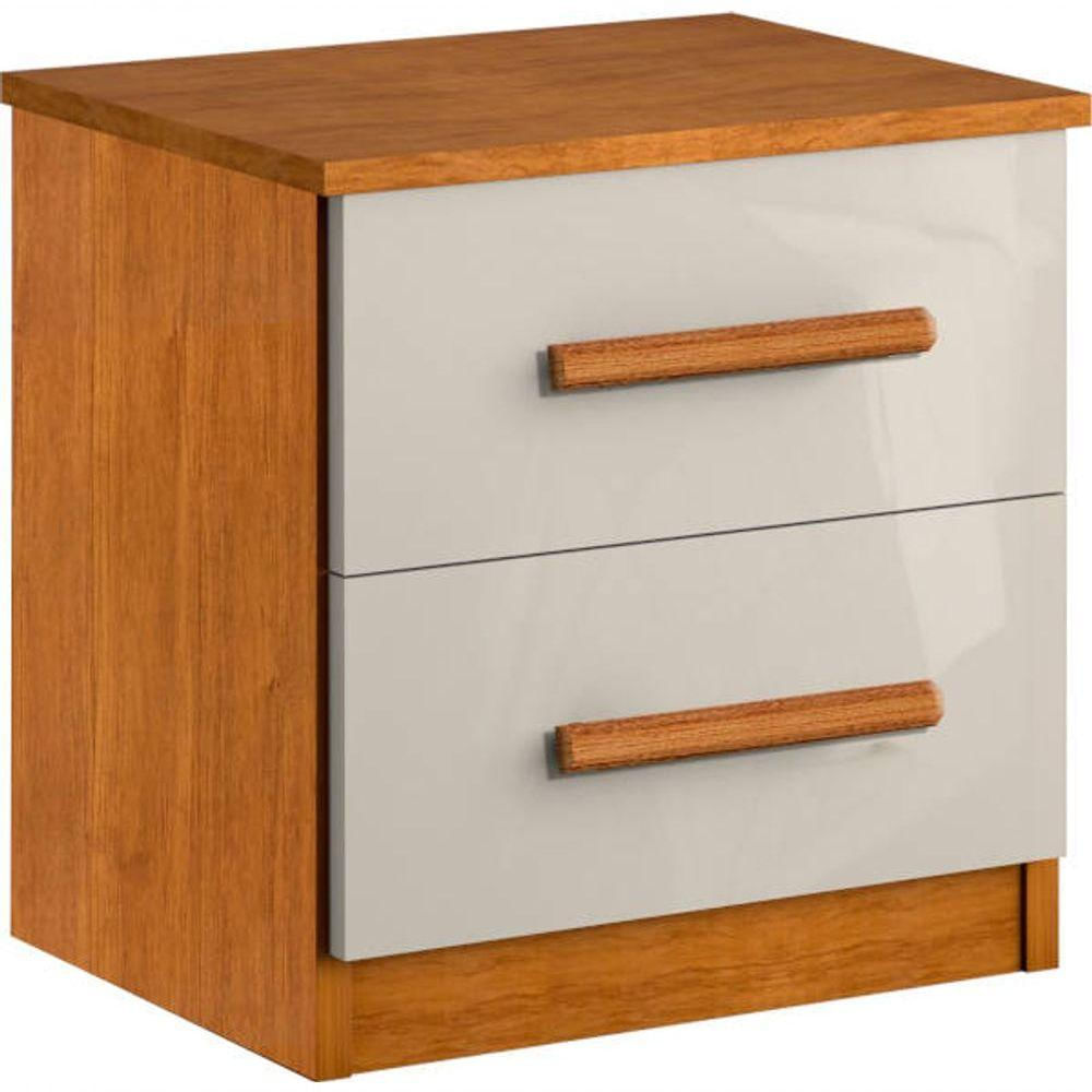 Mesa De Cabeceira Mdf 2 Gavetas Puxadores Madeira Zeus-nature/off Bianchi Móveis