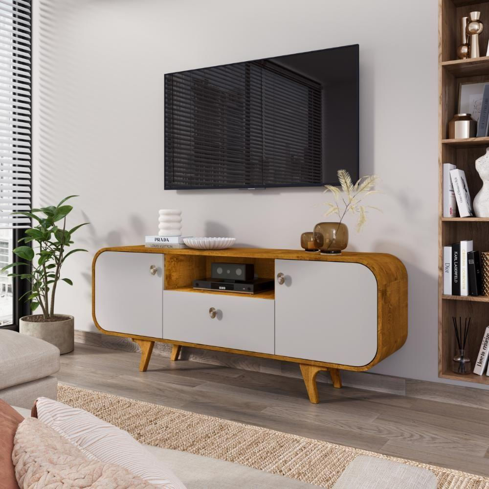 Jogo Painel E Rack Rivendell Naturalle Off White