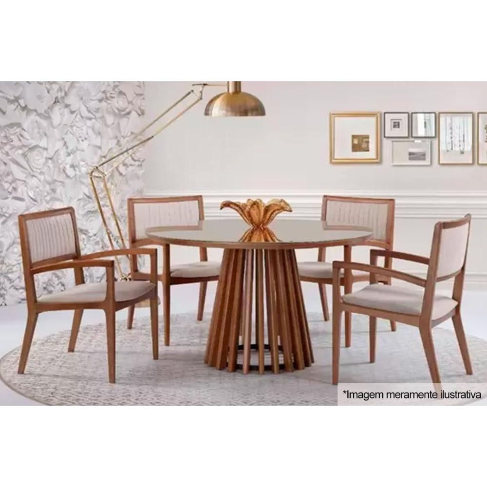 Tampo Mesa Sala De Jantar Madeirado C- Vidro Ta43 Redondo 105cm Freijo-bronze - Kappesberg