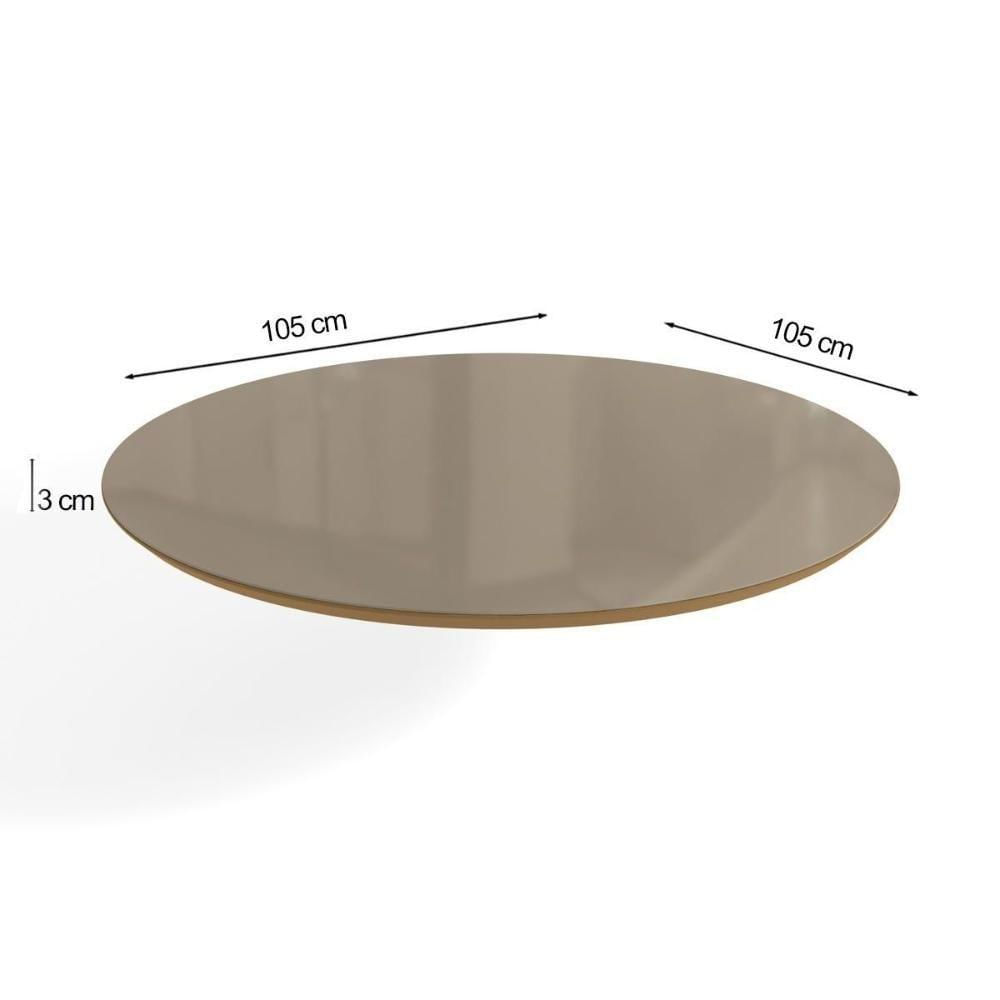 Tampo Mesa Sala De Jantar Madeirado C- Vidro Ta43 Redondo 105cm Freijo-bronze - Kappesberg