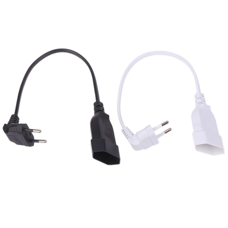 Adaptador de Energia Europeu 90 Graus 2 Pinos Masculino para Feminino 0,3M preto