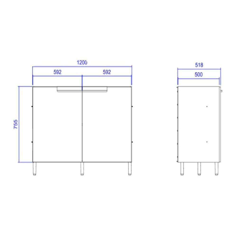 Balcão De Cozinha Modulado Manhattan Ph 3073 Com 2 Portas Sem Tampo 120cm Azul Herval