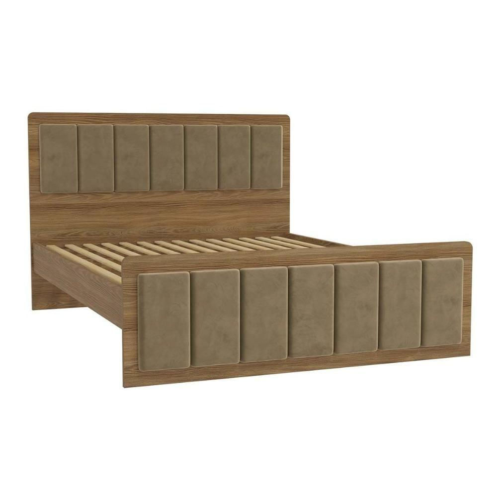 Cama De Casal N830 P- Colchão 158cm Nogueira