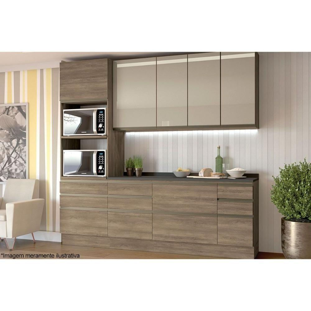 Balcão De Cozinha Modulado Maxxi G743 C- 3 Gavetas S- Tampo 60cm Canela - Kappesberg