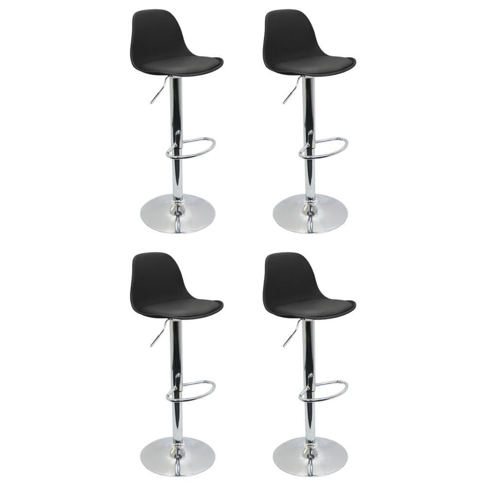 Conjunto 4 Banquetas Joly Eames Base Giratória Cromada Movescan Preta