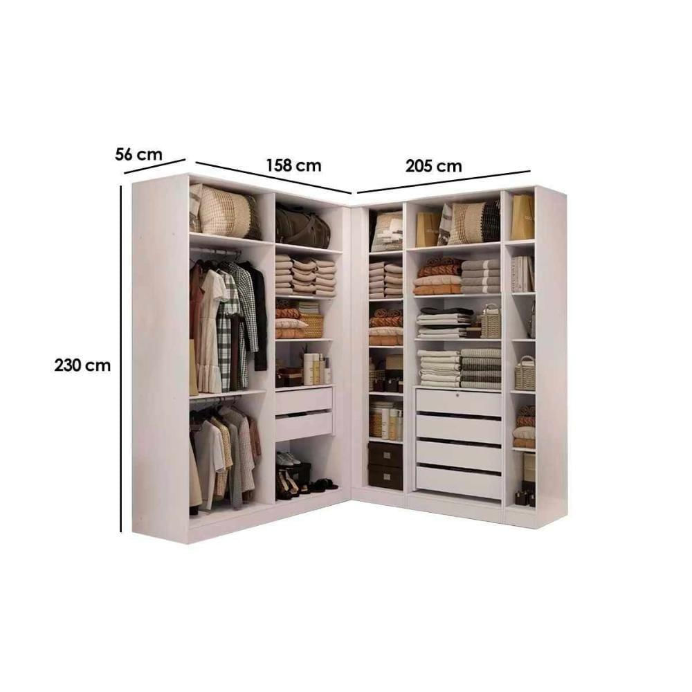 Módulo De Quarto Casal Adapt 5 Peças (4 Closets + 1 Complemento) Qcm08 Nogueira - Kappesberg