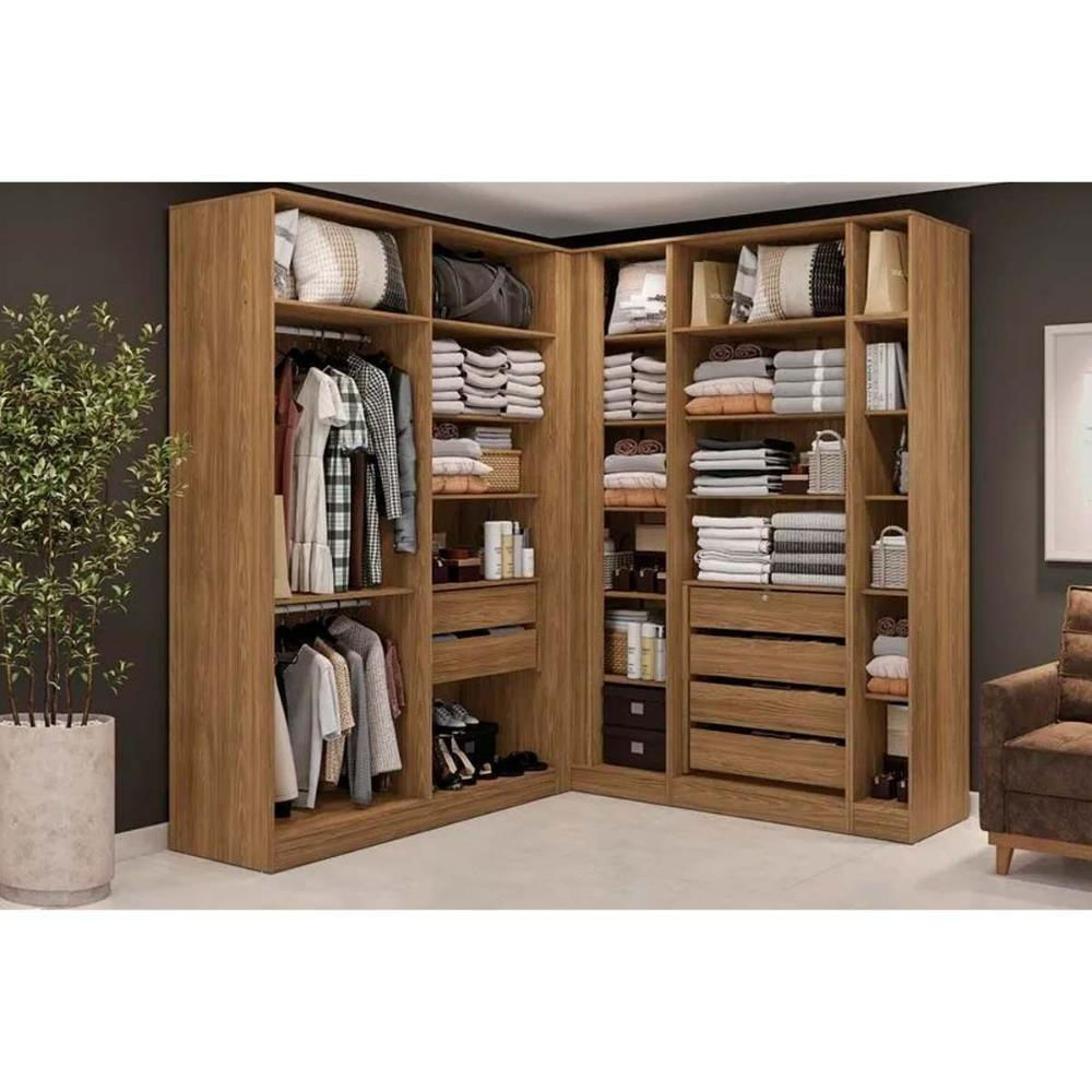 Módulo De Quarto Casal Adapt 5 Peças (4 Closets + 1 Complemento) Qcm08 Nogueira - Kappesberg