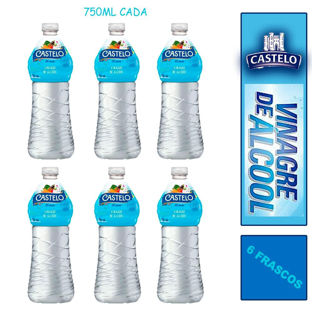 6 Vinagre de Alcool Castelo Branco Frasco 750ml