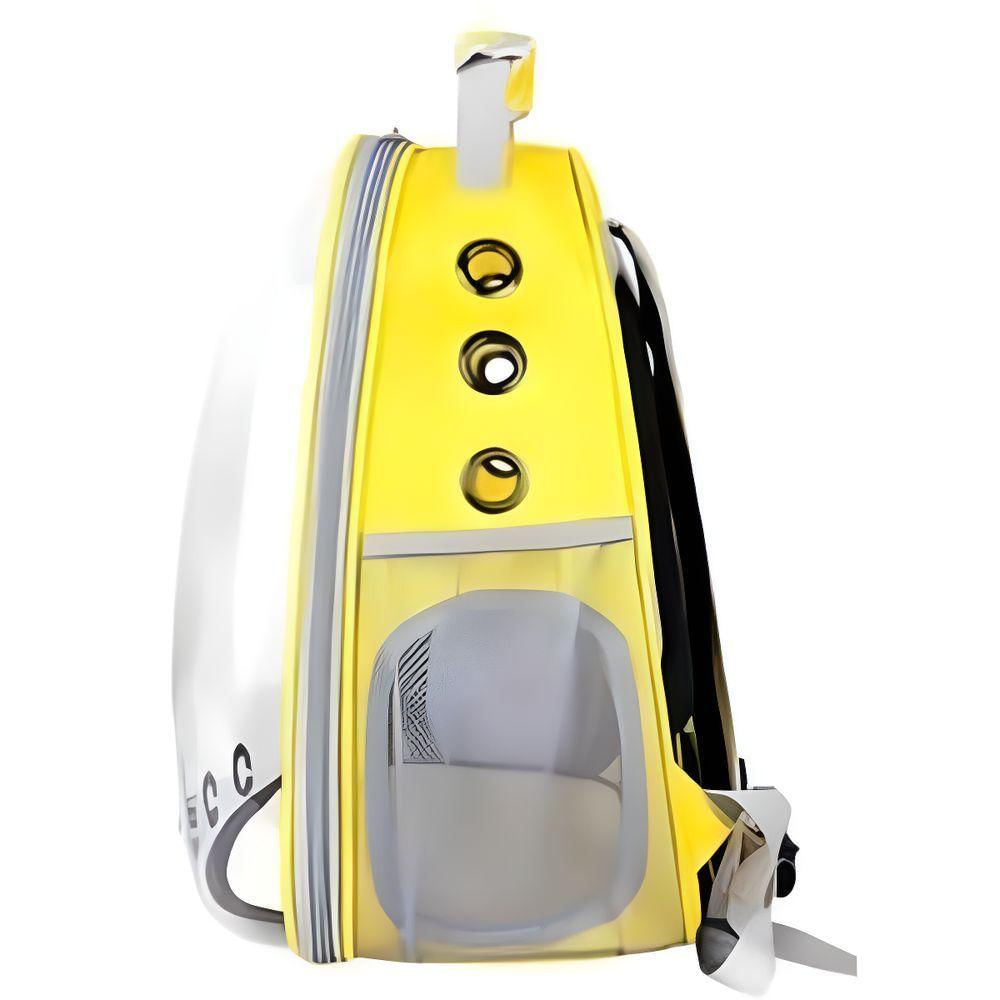 Mochila Pet Transporte Cães E Gatos Visão Panorâmica Amarelo