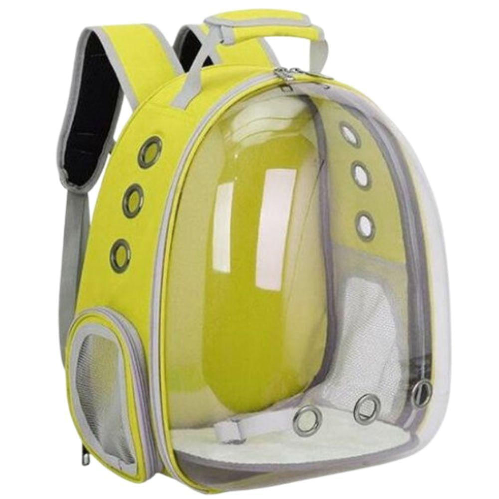 Mochila Pet Transporte Cães E Gatos Visão Panorâmica Amarelo