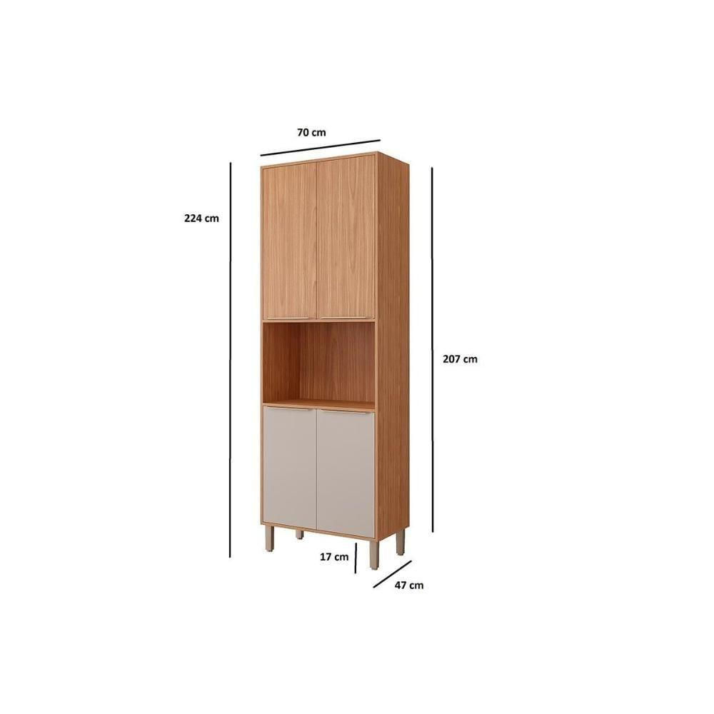 Torre Quente De Cozinha Paneleiro Divina Com 4 Portas E 1 Nicho Para Forno 70 Cm Freijo-verde - Mgm