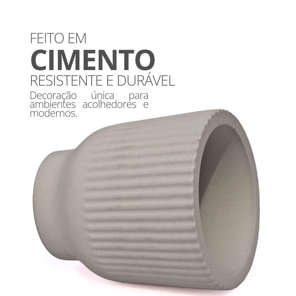 Vaso Decorativo Garrafa Invertida Listras 9,5cm Cimento Artesanal Cinza