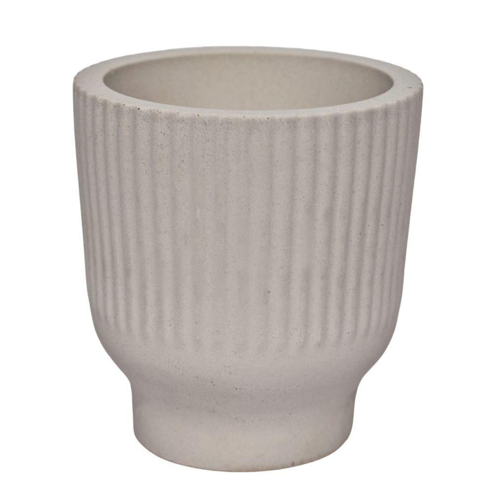 Vaso Decorativo Garrafa Invertida Listras 9,5cm Cimento Artesanal Cinza