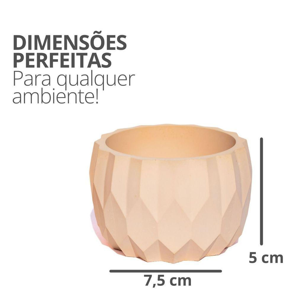 Vaso Decorativo Losangos 7,5cm Cimento Artesanal Sala E Cozinha Palha