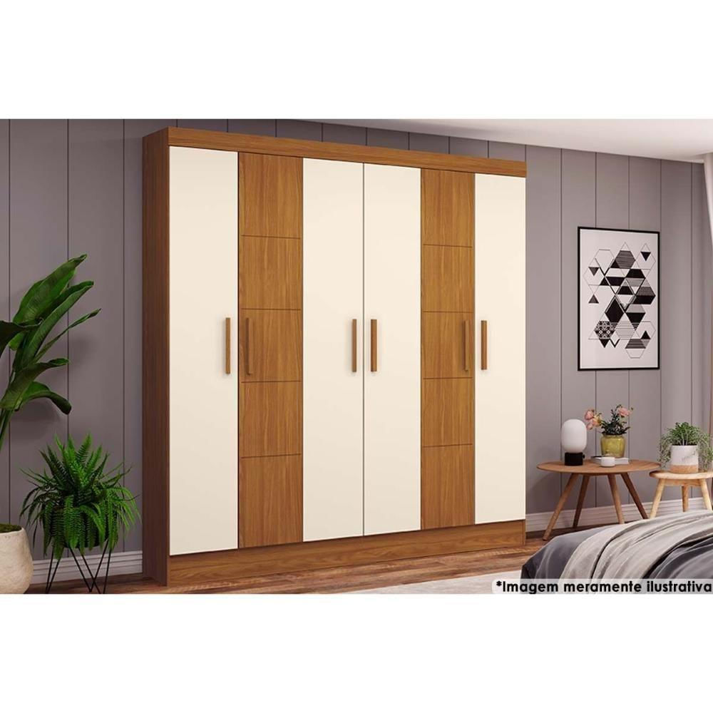 Guarda Roupa Casal 6 Portas E 2 Gavetas Briz B73 Nature-off White - Henn