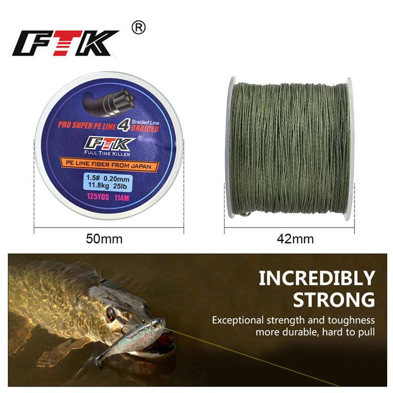 Linha de Pesca Trançada FTK 114M PE Colorida 8-60LB 0.1-0.4mm 0,12mm-10LB / multicolorido