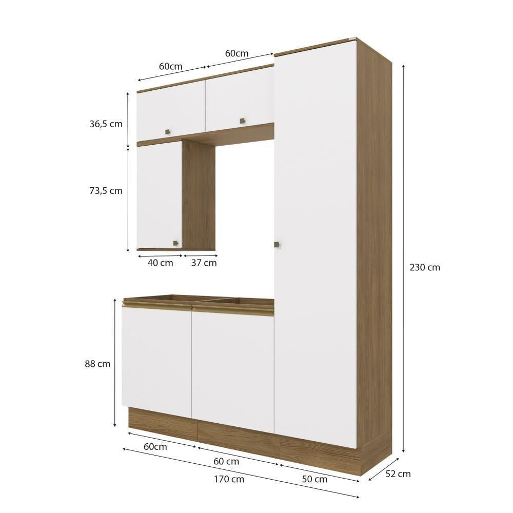 Conjunto Para Banheiro Kappesberg Celeste 6 Peças Nogueira/Branco 170cm