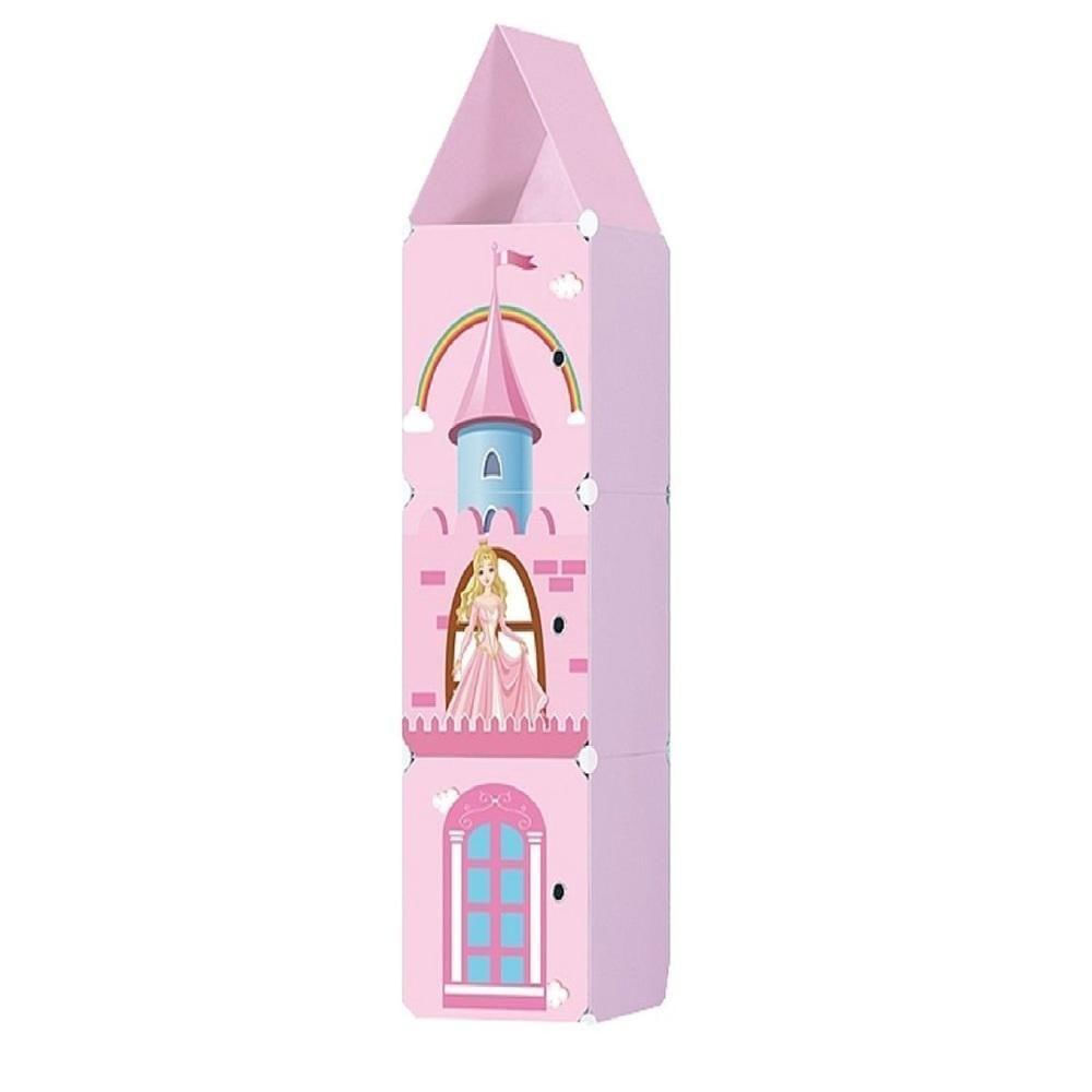 Guarda Roupa Castelo Infantil Armario Organizador Brinquedos Sapateira Modular Prateleiras Rosa Kangur