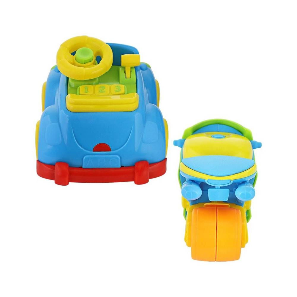 Carrinho + Motinha Mini Racers Super Colorido e Interativo Brinquedo Infantil Certificado pelo InMetro Emite Sons